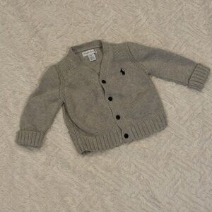 Ralph Lauren 9 months Gray Kids Cardigan Sweater with Polo Logo